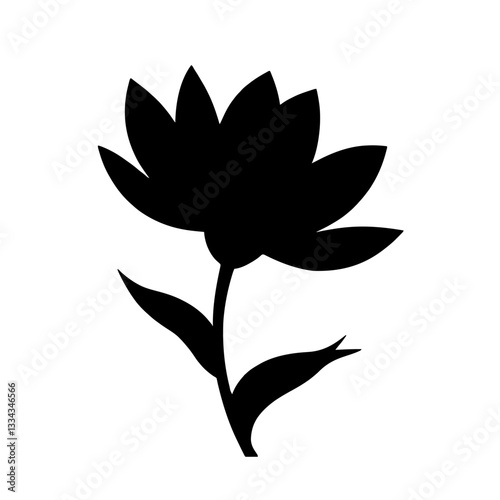 Minimalist black flower silhouette symbolizing beauty and growth for International Women’s Day