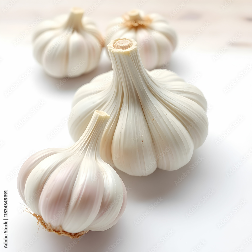 Fresh garlic on white background