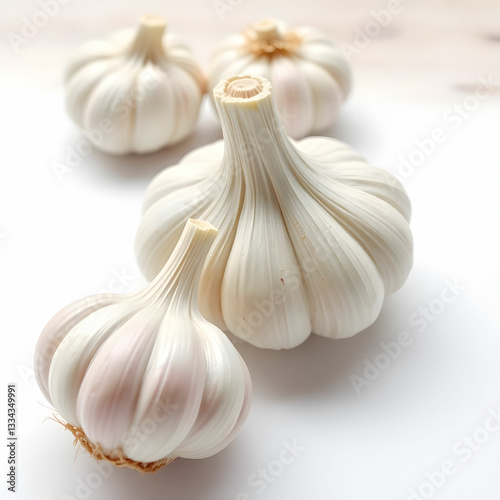 Fresh garlic on white background