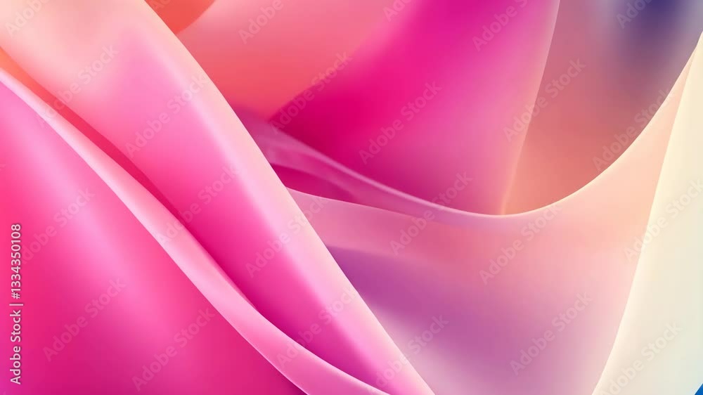 Translucent layers of soft fabric create a sense of lightness and airiness in this elegant design. Soft silk waves in pink and peach tones.