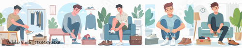Vector collection of Men and women wearing socks and shoes