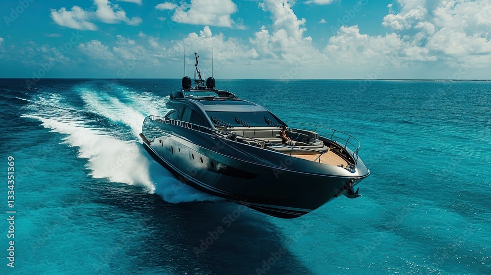 A luxurious motorboat from Rio Yachts cuts gracefully through the sparkling azure waters, showcasing its sleek design and lavish amenities. A luxurious motorboat from Rio Yachts cuts gracefully through the sparkling azure waters, showcasing its sleek design and lavish amenities.