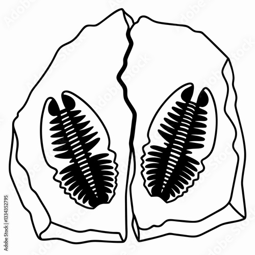 Trilobite fossil illustration prehistoric marine arthropod in rock formation