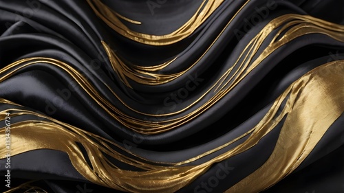 Luxurious Black and Gold Abstract Waves Background