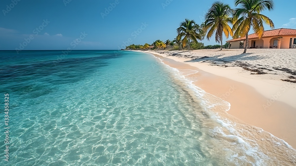 Naklejka premium Exotic palm trees tropical beach high resolution photo