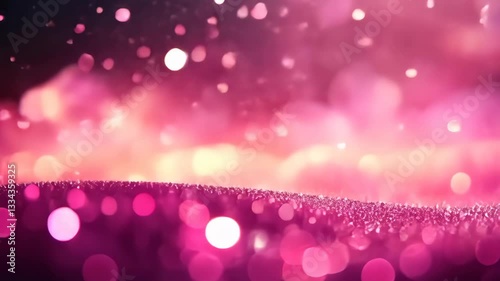 Pink background with bokeh and glowing particles