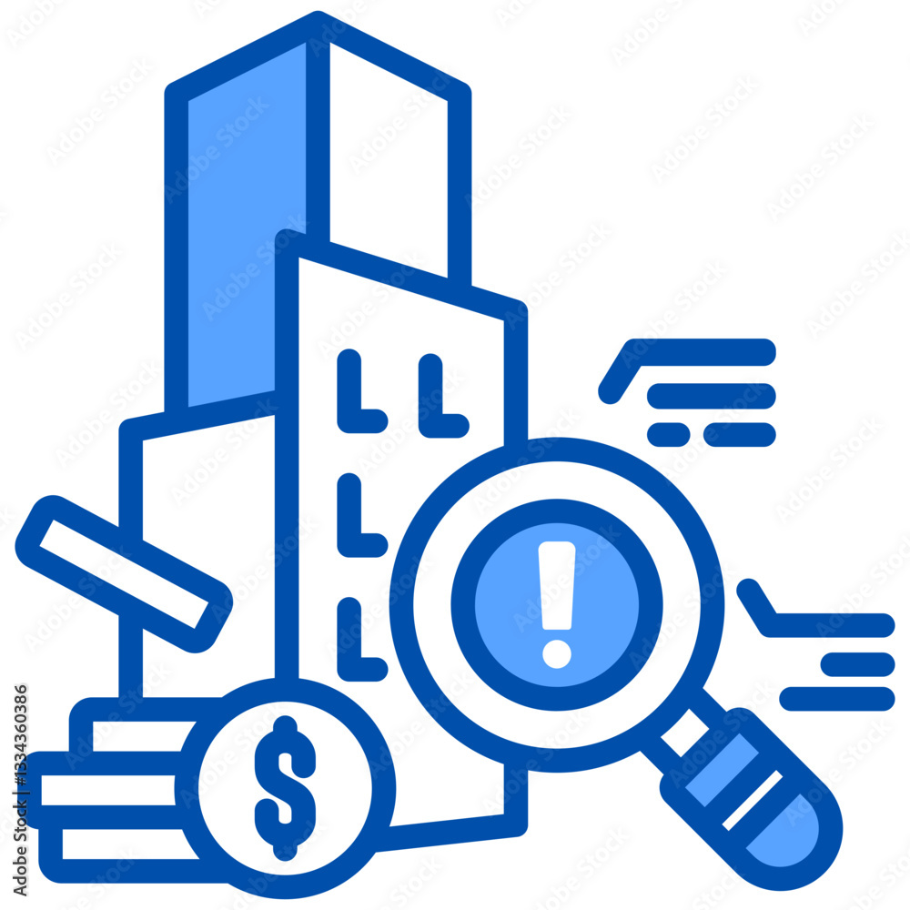 Asset Risk Analysis icon in Blue Color Style. Simple Vector Design. Simple Vector Flat Icon Asset Risk Analysis icon in Blue Color Style. Simple Vector Design. Simple Vector Flat Icon
