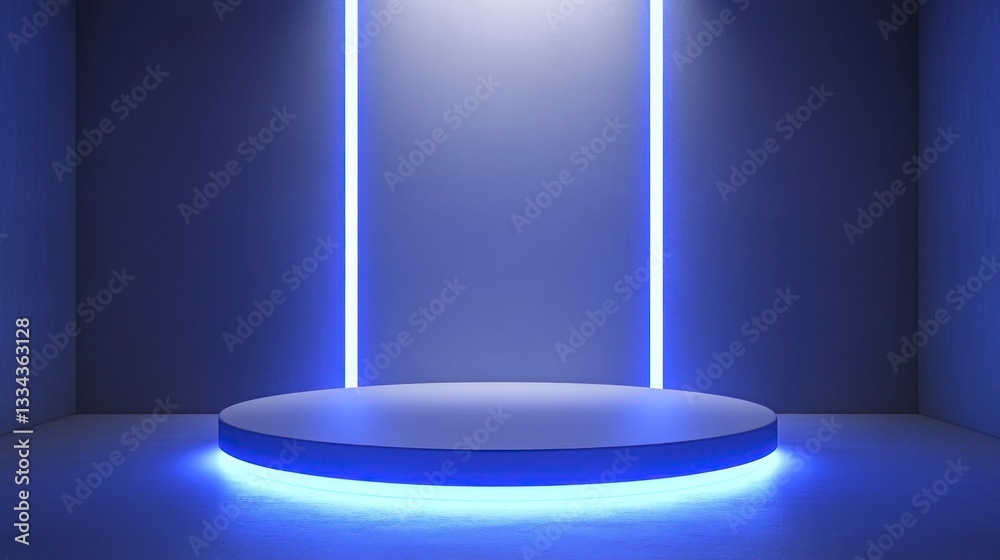 Neon Lit Platform for Product Showcase or Digital Design Presentation Neon Lit Platform for Product Showcase or Digital Design Presentation