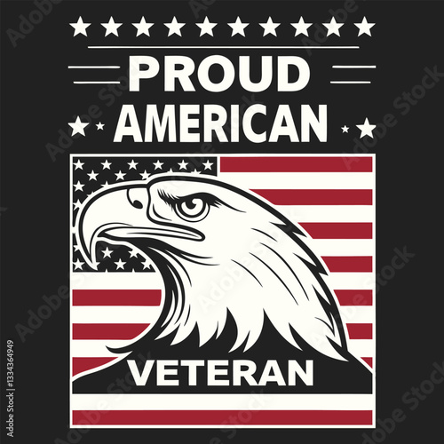 Proud American Veteran Eagle Flag Design