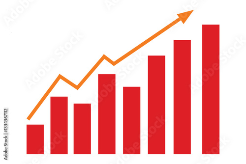 Business growth graph with red arrow showing financial progress