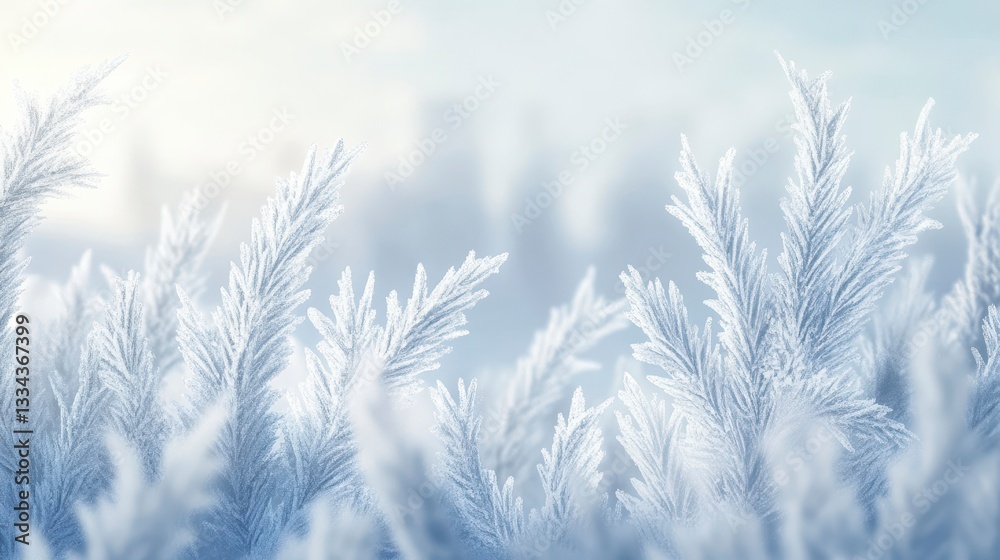 Frost-Covered Winter Branches A Serene Winter Wonderland Scene Frost-Covered Winter Branches A Serene Winter Wonderland Scene