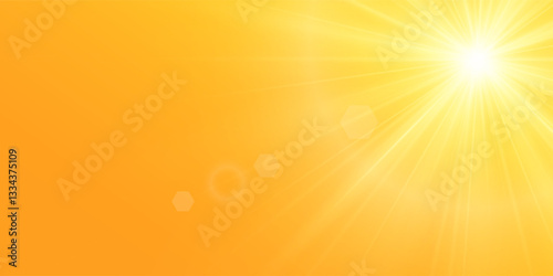 Abstract sunny sky. Bright and warm light.Sunny orange summer background 