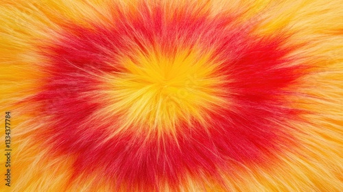 Vibrant Yellow and Red Dyed Fur Texture