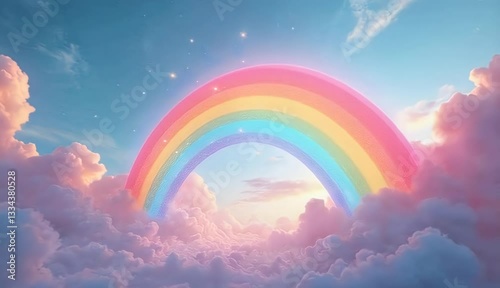 Dreamy Rainbow and Clouds Background Animation - Loopable HD 1080p