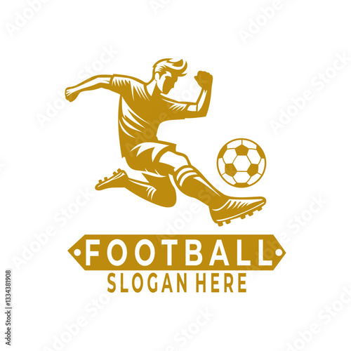 Football logo design vector template. Player soccer football logo design icon