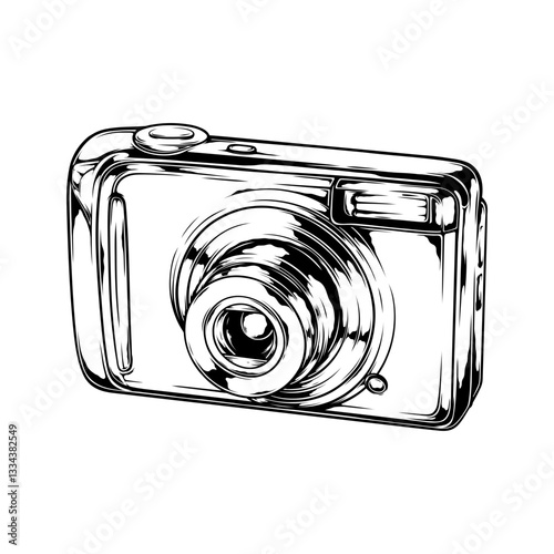 analog camera vector lineart drawing illustration
