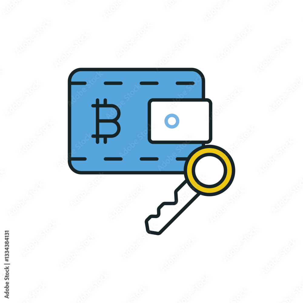 Crypto Wallet Key Icon for Accessing Assets. Crypto Wallet Key Icon for Accessing Assets.