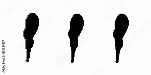 Three distinct black silhouettes feature different shapes. they showcase artistic balance and form.