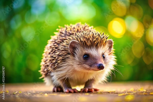 Adorable Brown Hedgehog Cartoon Character Panoramic Stock Photo