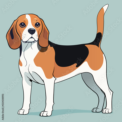 Beagle, dog, pet, handmade drawing vector illustration, poster, banner, isolated on background