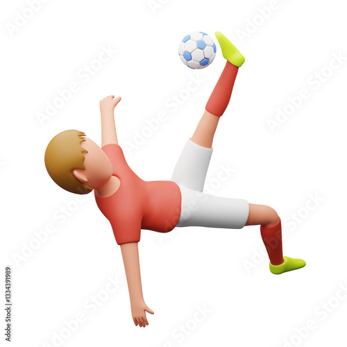 Football player doing scissors kick 3d illustration photo