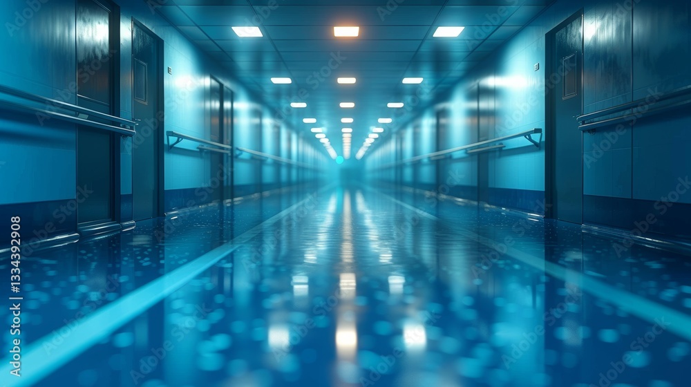 Blurred Blue Hospital Background with Space for Text and Copies Blurred Blue Hospital Background with Space for Text and Copies