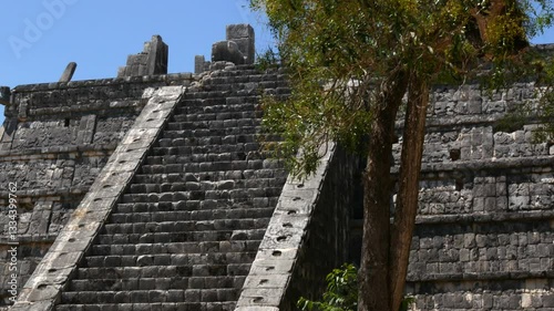 Majestic Kukulkan Pyramid Steps and Serpent Details in Chichén Itzá, Mexico