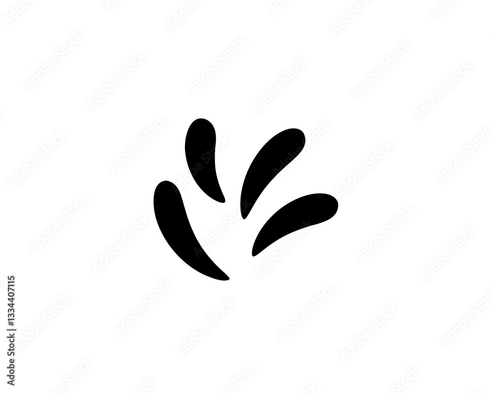Obraz premium Three black plant leaves arranged in a simple style on a plain white background for design ideas.