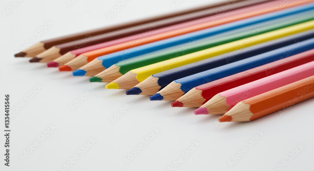 Arrangement of Colorful Drawing Pencils on White Background for Creative Projects Arrangement of Colorful Drawing Pencils on White Background for Creative Projects