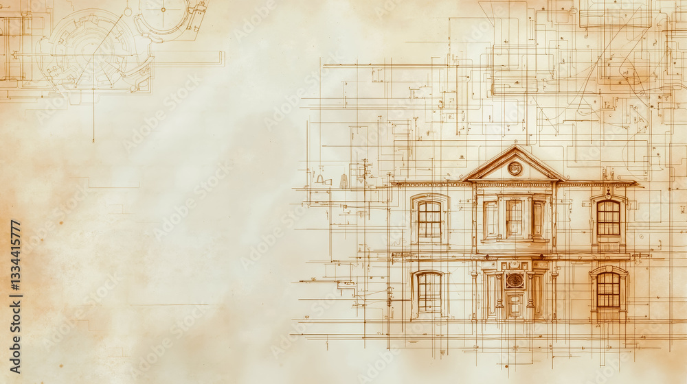 Obraz premium A drawing of a building on a piece of paper