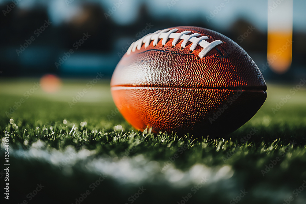 a close-up of an american football on the field, a close-up of an american football on the field,