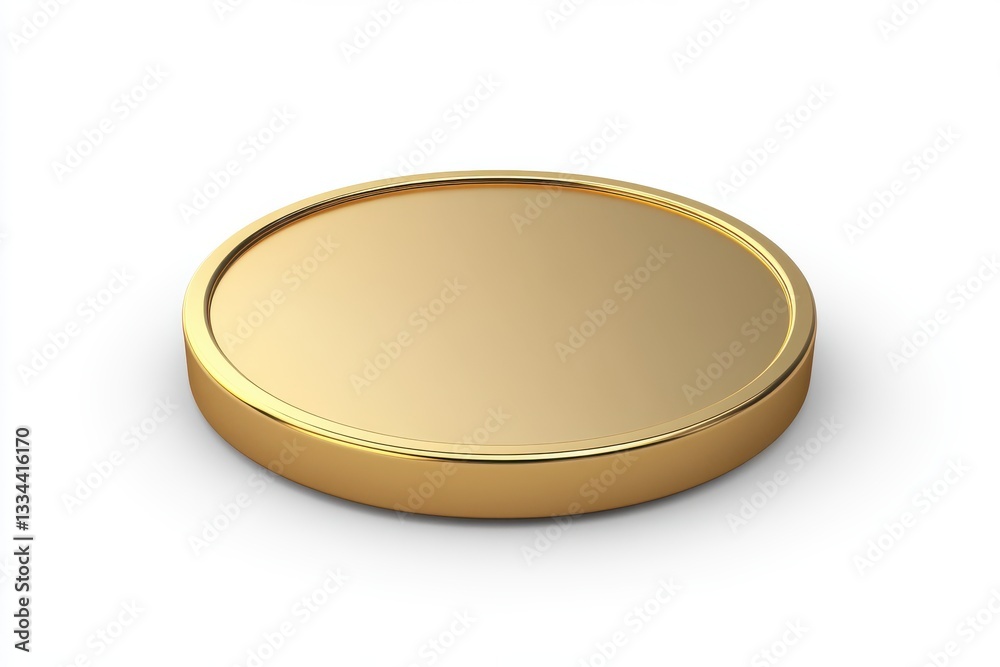 3D Golden Blank Coin Illustration with Smooth Round Design Isolated on White Background 3D Golden Blank Coin Illustration with Smooth Round Design Isolated on White Background