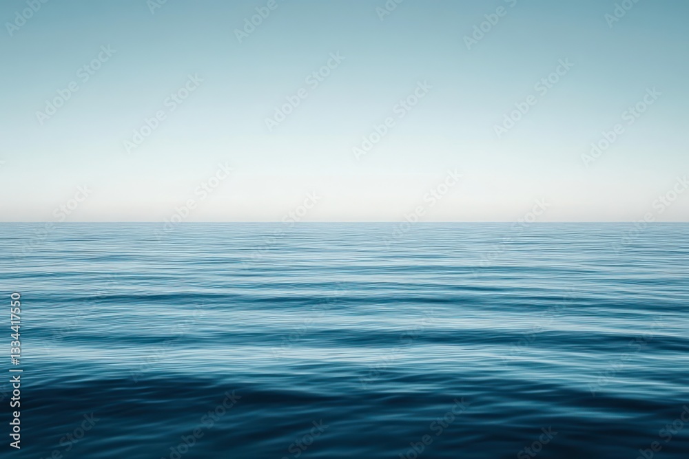 Obraz premium Calm ocean, blue water, clear sky, horizon, serene seascape