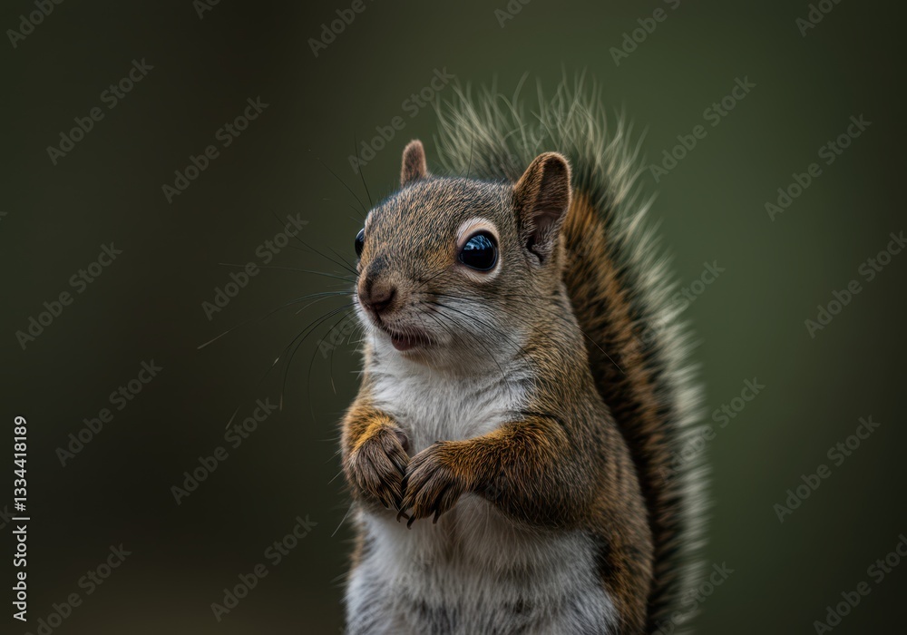 Squirrel Sitting and Holding Food in Paws