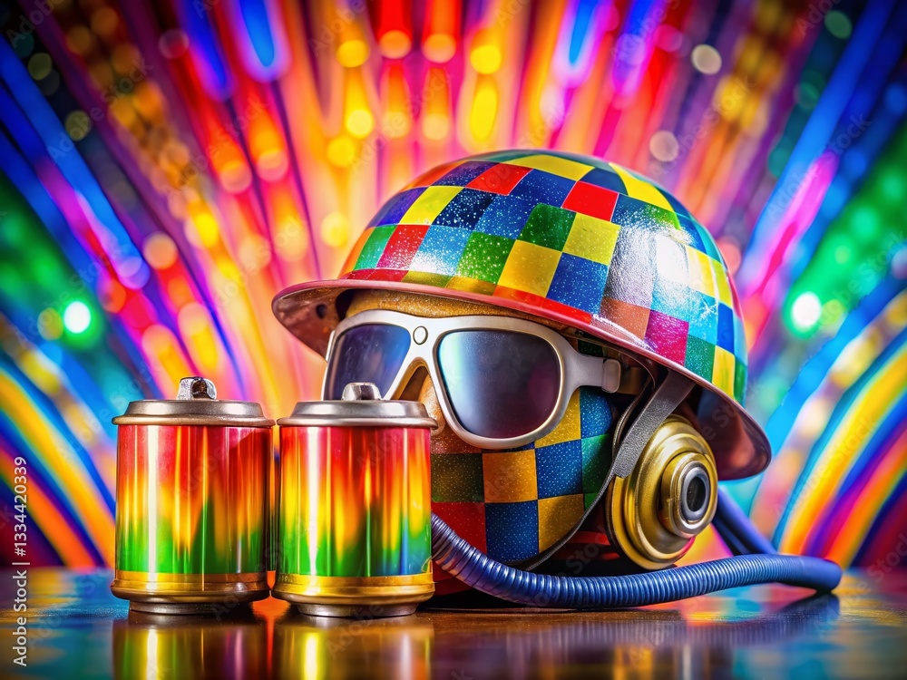 Colorful Beer Fest Helmet with Drink Holders & Hose - Fun Party Accessory