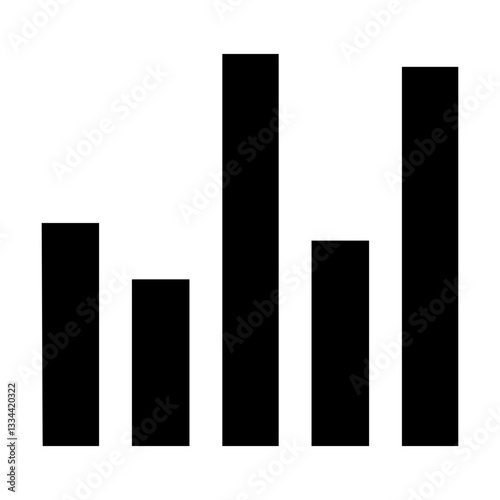 Black silhouette icon of a bar graph
