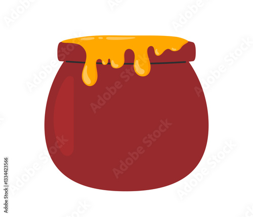Pot of honey. Bee honey and apiary concept. Vector illustration isolated on white background