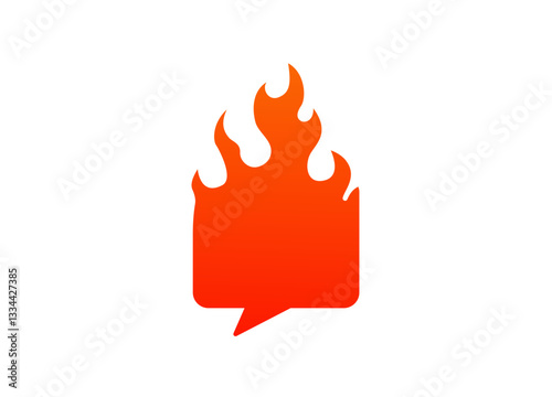 Red flame shaped like a speech bubble symbolizing intense and heated conversations.