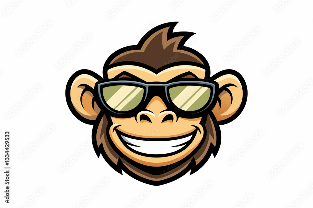 Obraz premium funny monkey head with sunglasses logo vector