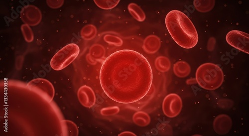 Wallpaper Mural Close up view of many red blood cells flowing in a vein or artery in a dark red environment Torontodigital.ca