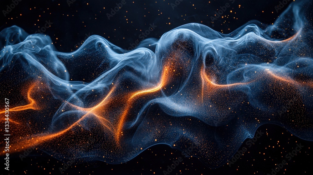 Obraz premium Ethereal Flow of Light and Color in Abstract Smoke and Dust on Dark Background