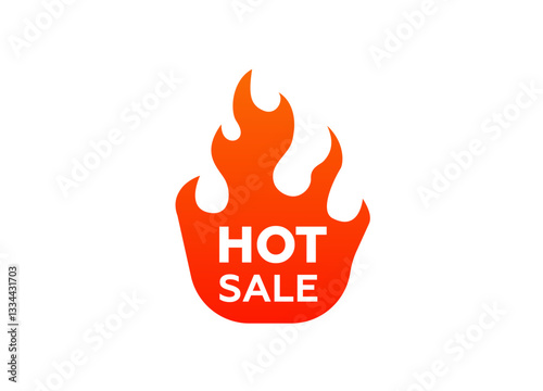 Orange flame design highlights the words hot sale for promotions and discounts against a white background.