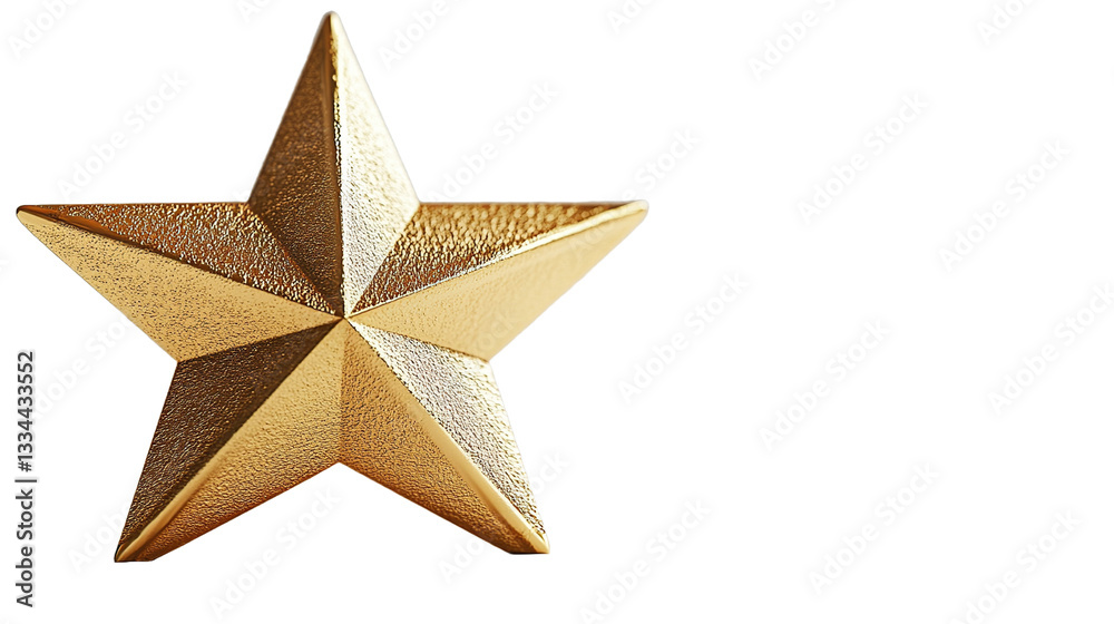 Obraz premium 3d render of gold colored star with transparent background