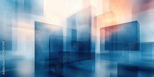 Blue Abstract Background with Geometric Design and Minimalist Technology Concept Lines for Modern Digital Art