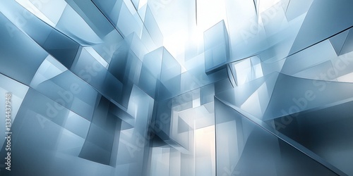 Abstract Minimalistic Design with Translucent Rectangles Modern Background Geometric Lines in Gray and White Soft Light Technology Concept