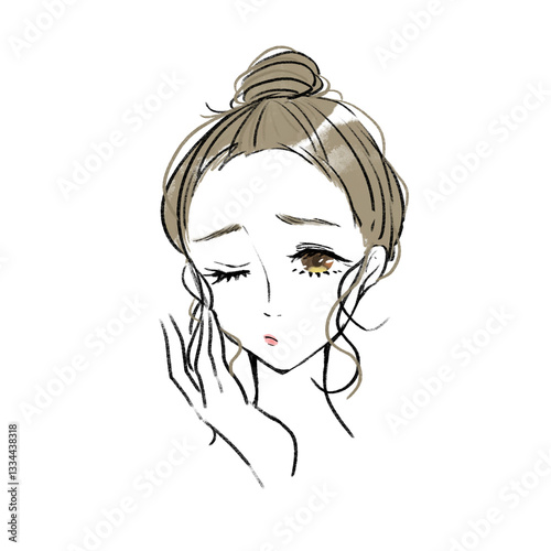 困った顔の女性のイラスト
