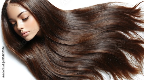 A beautiful woman with long and flowing brown hair