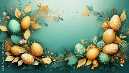 abstract border frame of colorful easter holiday concept background with copy space