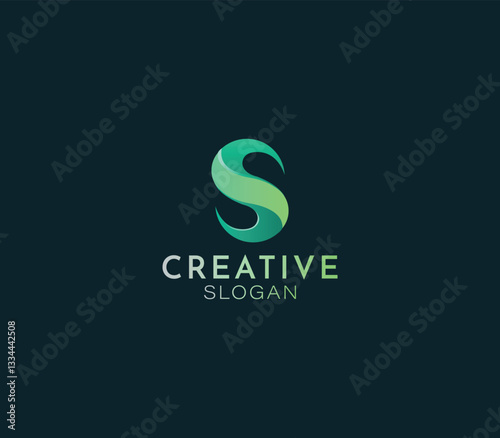 Gradient Letter S Logo, Abstract Green Letter S Design with Modern background. 