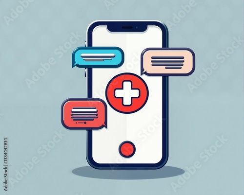 Free Download A smartphone displaying health-related messages, emphasizing telemedicine and digital communication in healthcare. - GFXLoad